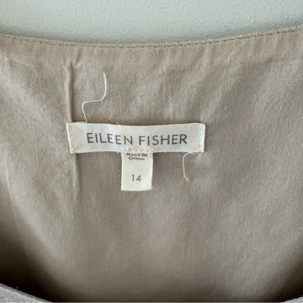 EILEEN FISHER Organic Linen Tank Dress with Sequined Hem. Size 14. - Picture 9 of 12